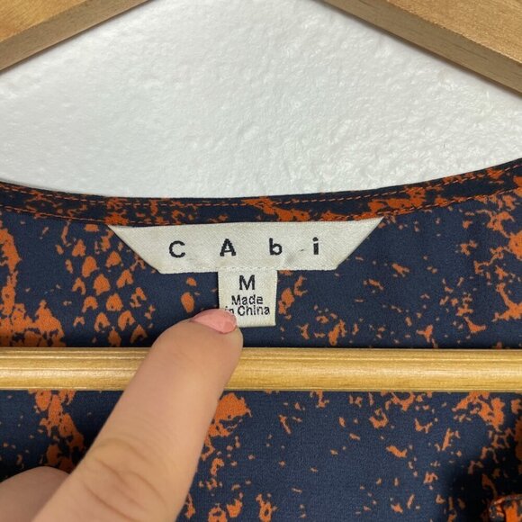 CAbi Python Snake Skin Border Wrap Style Chiffon Top Sz. M - Picture 5 of 6